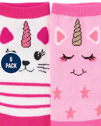 Girls Glitter Crittercorn Ankle Socks 6-pack
