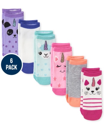 Girls Glitter Crittercorn Ankle Socks 6-pack