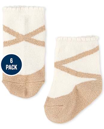 Baby Girls Glitter Bow Socks 6-Pack