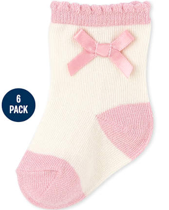 Baby Girls Glitter Bow Socks 6-Pack