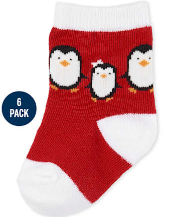 Lot de 6 chaussettes pingouin pour bébé fille