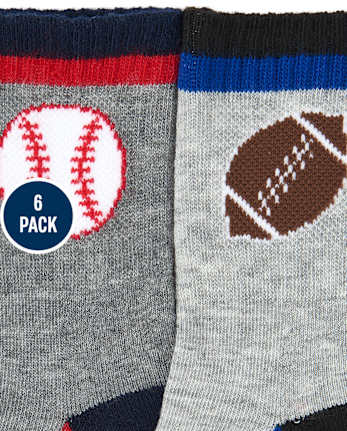 Baby And Toddler Boys Sports Crew Socks 6-Pack