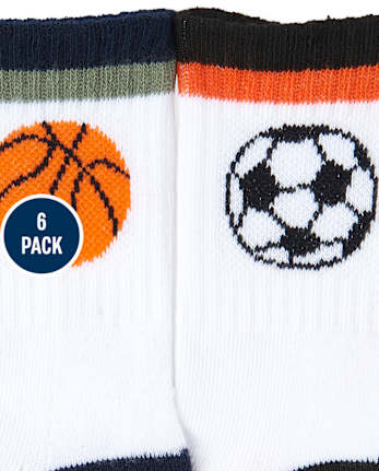Baby And Toddler Boys Sports Crew Socks 6-Pack