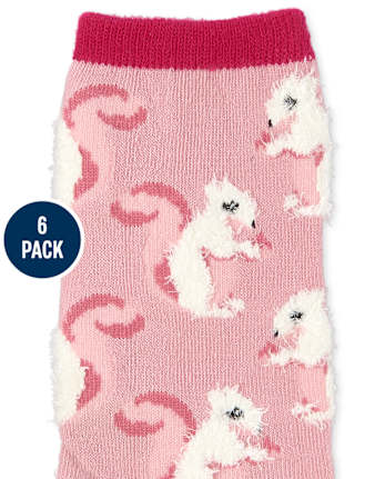 Paquete de 6 calcetines deportivos con estampado de animales y purpurina para niñas