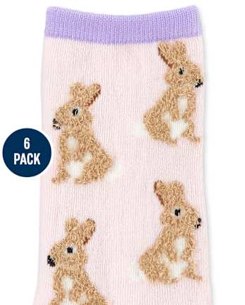 Paquete de 6 calcetines deportivos con estampado de animales y purpurina para niñas