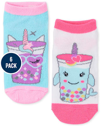 Girls Glitter Critter Frappe Ankle Socks 6-Pack