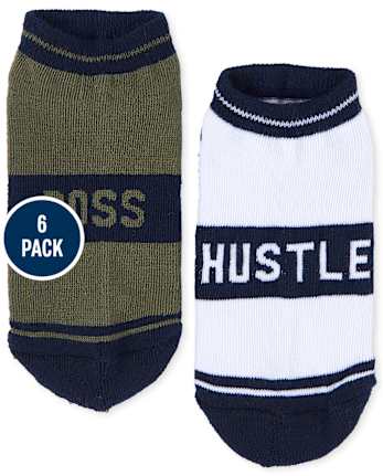 Boys Hustle Cushioned Ankle Socks 6-Pack