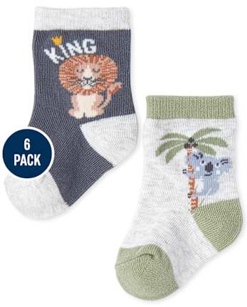 Baby Boys Animal Midi Socks 6-Pack
