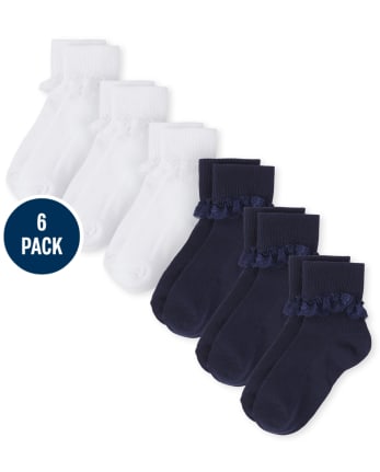 Paquete de 6 calcetines con volantes de encaje para niñas
