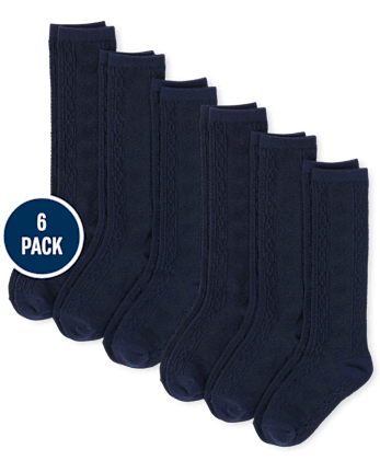 Girls Pointelle Knee Socks 6-Pack