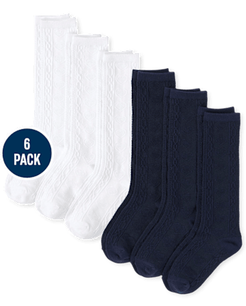 Girls Pointelle Knee Socks 6-Pack