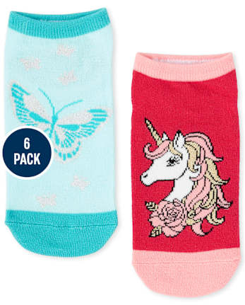 Paquete de 6 calcetines tobilleros con unicornio para niñas