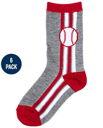 Boys Sports Crew Socks 6-Pack