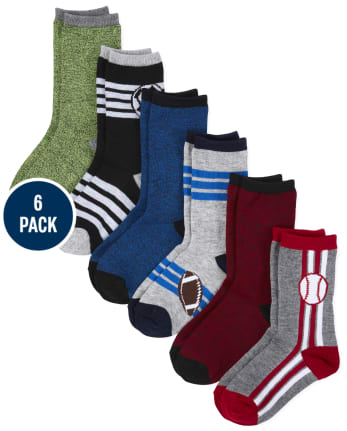 Boys Sports Crew Socks 6-Pack