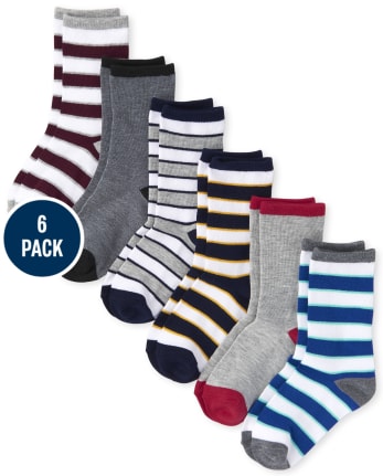 Boys Striped Crew Socks 6-Pack