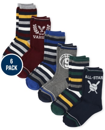 Boys Rugby Crew Socks 6-Pack