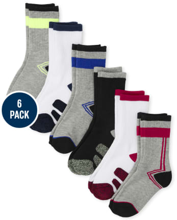 Boys Crew Socks 6-Pack