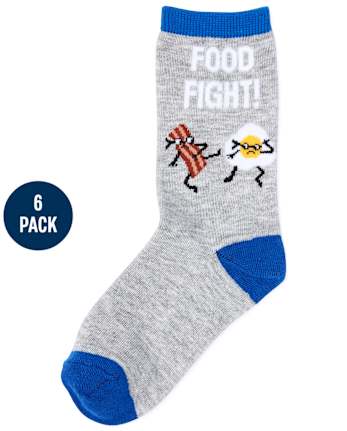 Boys Breakfast Crew Socks 6-Pack
