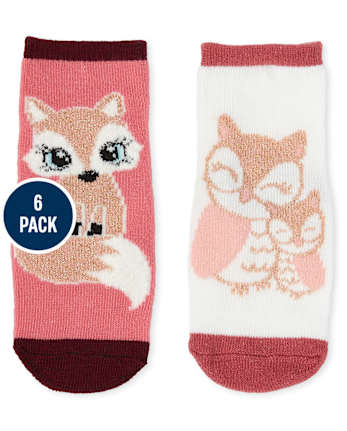 Toddler Girls Critter Midi Socks 6-Pack