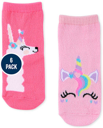 Toddler Girls Rainbow Unicorn Midi Socks 6-Pack