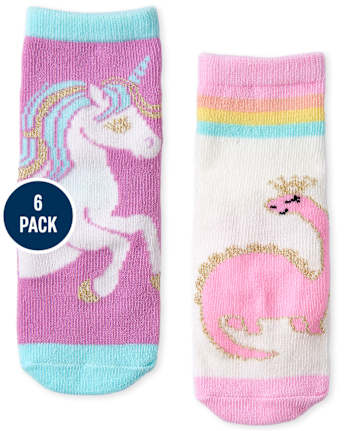 Paquete de 6 calcetines midi Dino para niñas pequeñas