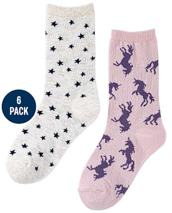 Lot de 6 paires de chaussettes licorne pour fille