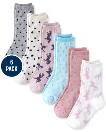 Lot de 6 paires de chaussettes licorne pour fille