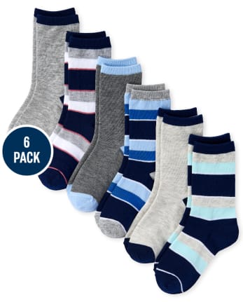 Boys Striped Crew Socks 6-Pack