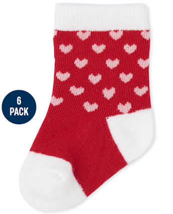 Baby Girls Heart Midi Socks 6-Pack