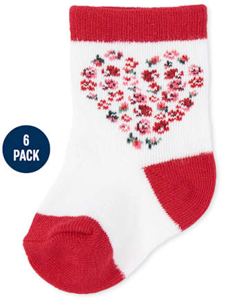 Baby Girls Heart Midi Socks 6-Pack