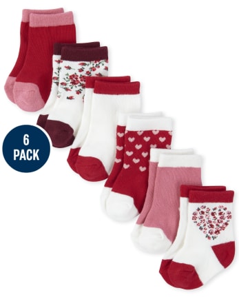 Baby Girls Heart Midi Socks 6-Pack