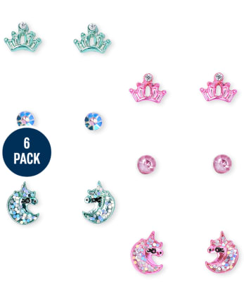 Girls Unicorn Earrings 6-Pack