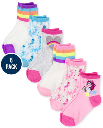 Girls Tie Dye Midi Socks 6-Pack