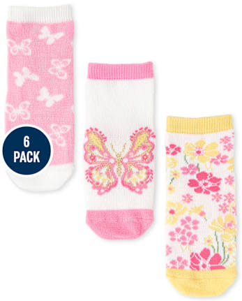 Toddler Girls Butterfly Midi Socks 6-Pack