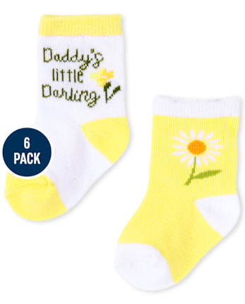 Lot de 6 chaussettes mi-longues Daisy pour bébé fille