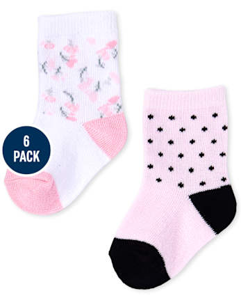 Baby Girls Floral Midi Socks 6-Pack - PINK | The Children's Place CA