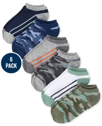 Boys Camo Cushioned Ankle Socks 6-Pack