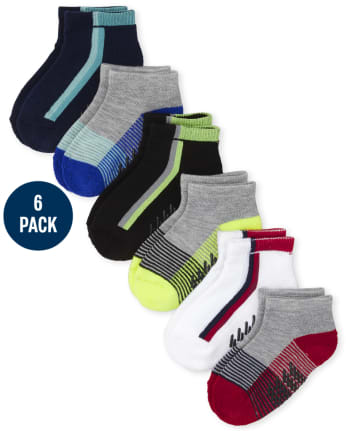 Toddler Boys Striped Cushioned Ankle Socks 6-Pack