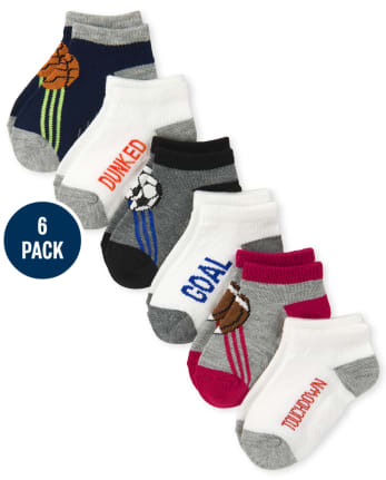 capa Suburbio provocar Paquete de 6 calcetines tobilleros deportivos para niños pequeños | The  Children's Place - H/T SMOKE