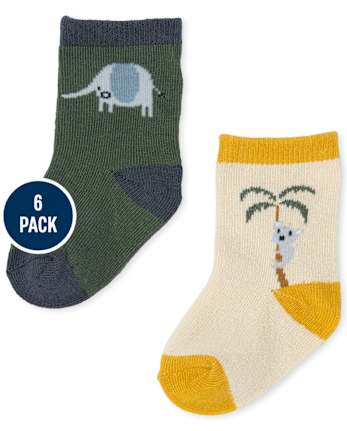 Baby Boys Safari Midi Socks 6-Pack
