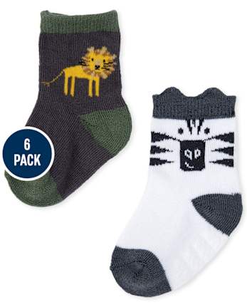 Baby Boys Safari Midi Socks 6-Pack