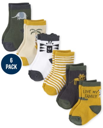 Baby Boys Safari Midi Socks 6-Pack