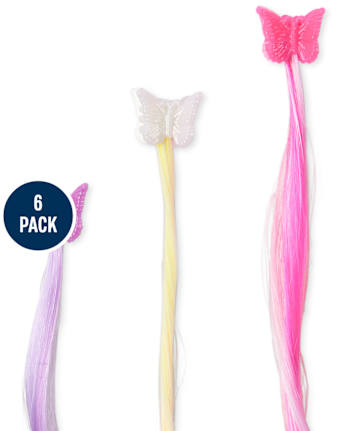 Girls Butterfly Hair Extension Clip 6-Pack