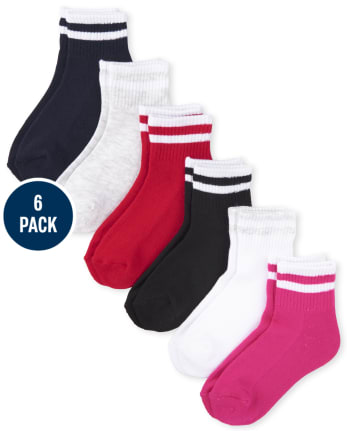 Paquete de 6 calcetines midi a rayas de uniforme para niñas