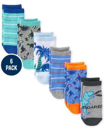 Toddler Boys Dino Ankle Socks 6-Pack