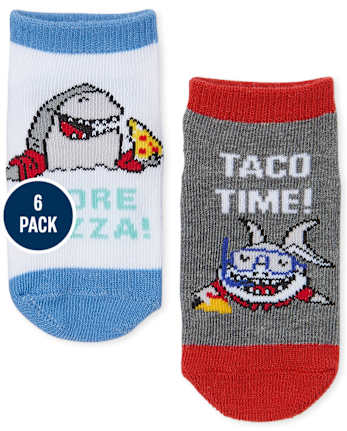 Baby And Toddler Boys Shark Ankle Socks 6-Pack