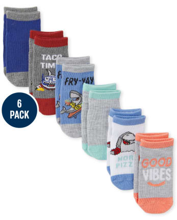 Baby And Toddler Boys Shark Ankle Socks 6-Pack