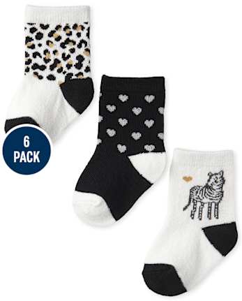 Baby Girls Animal Midi Socks 6-Pack
