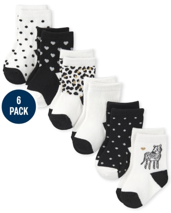 Calcetines Midi Bebé Animal Pack de 6 | Children's Place - BLACK