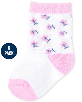 Baby Girls Floral Elephant Midi Socks 6-Pack
